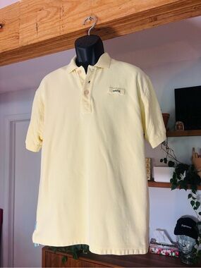 Orvis Men's Pastel Yellow 100% Cotton Pique Polo Shirt - Size M